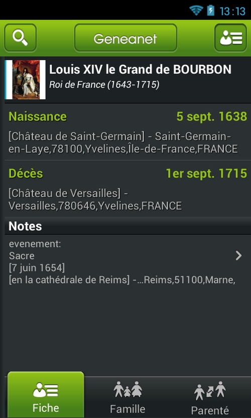 Généalogie sur Android Geneanet