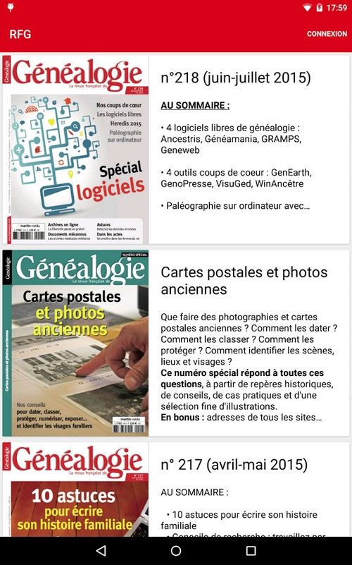 Généalogie sur Android RFG