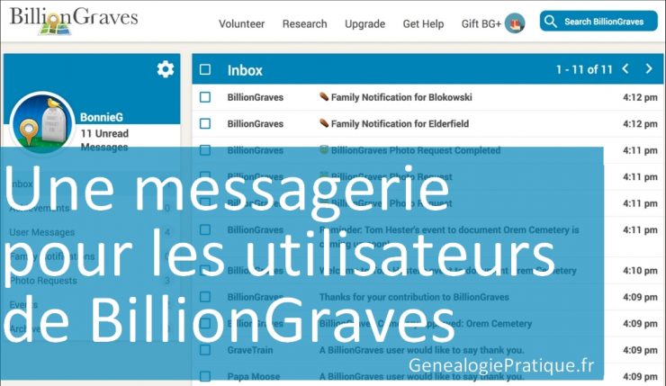 BillionGraves Messagerie