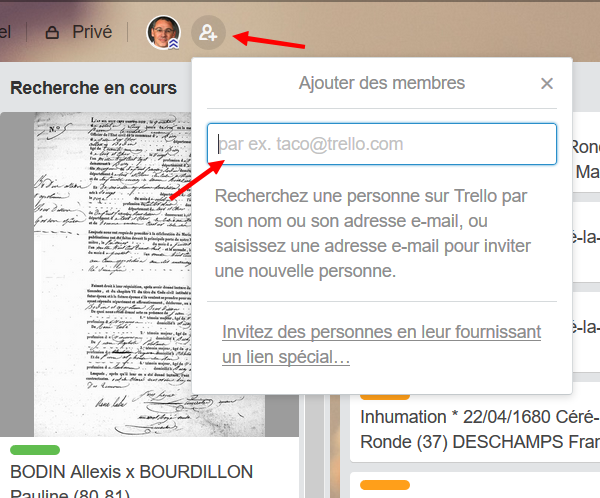 Organiser vos travaux Genealogique avec Trello _ Inviter