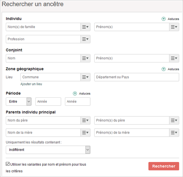 Geneanet gratuit ou premium - Recherche Premium