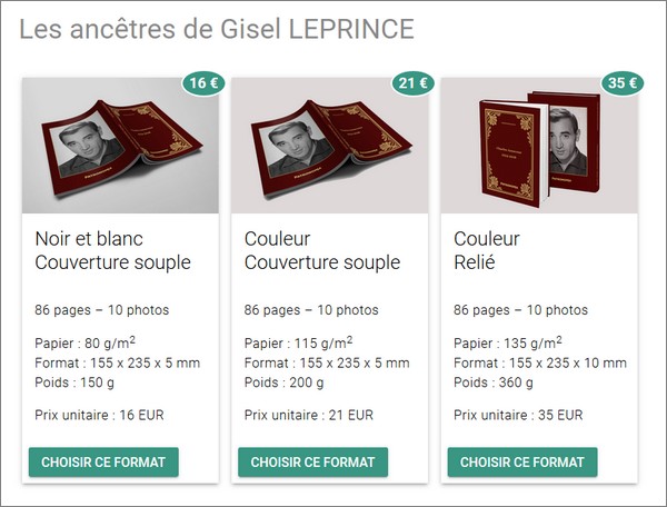 Geneanet - Livre imprimable - Commander