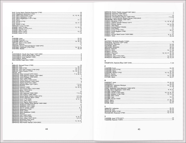 Geneanet - Livre imprimable - Index
