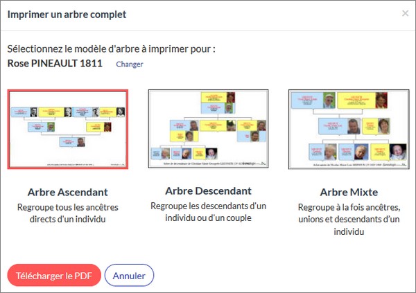 Imprimer arbre genealogique Filae - Arbre complet