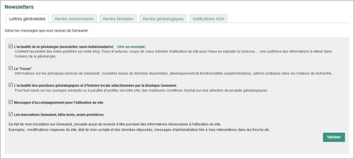 Genealogistes Attention a votre adresse e-mail - Geneanet - Configuration Newsletters