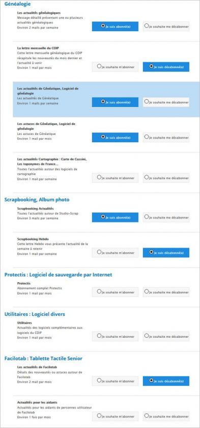 Genealogistes Attention a votre adresse e-mail - Geneatique CDIP - Configuration Newsletters