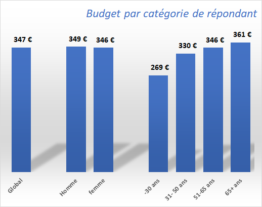 Budget généalogie - Répartition par catégorie de répondants