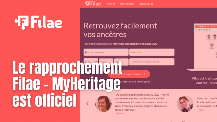 Le rapprochement Filae - MyHeritage est officiel