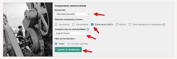 Comparaison INSEE sur Geneanet - Parametres comparaison