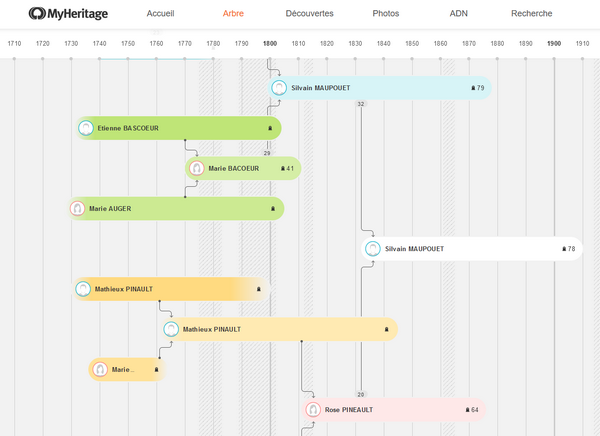 Ligne de vie - Comparaison d’Ancestry, Filae, Geneanet et MyHeritage - Chronologie MyHeritage