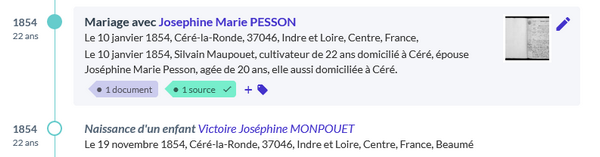 Ligne de vie - Comparaison d’Ancestry, Filae, Geneanet et MyHeritage - èvénements Filae