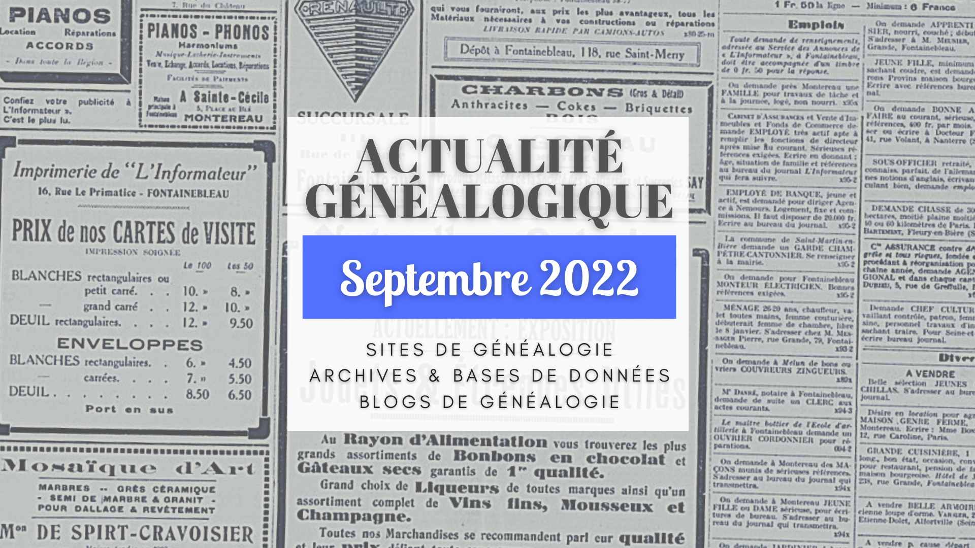 Actualité généalogique – Septembre 2022