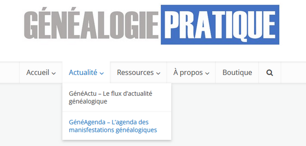 GénéAgenda rejoint Généalogie Pratique - Menu GeneAgenda