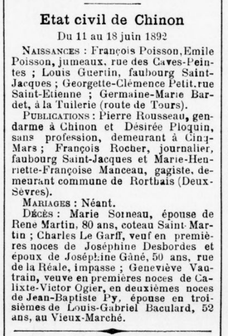 La presse ancienne pour votre généalogie - Etat civil