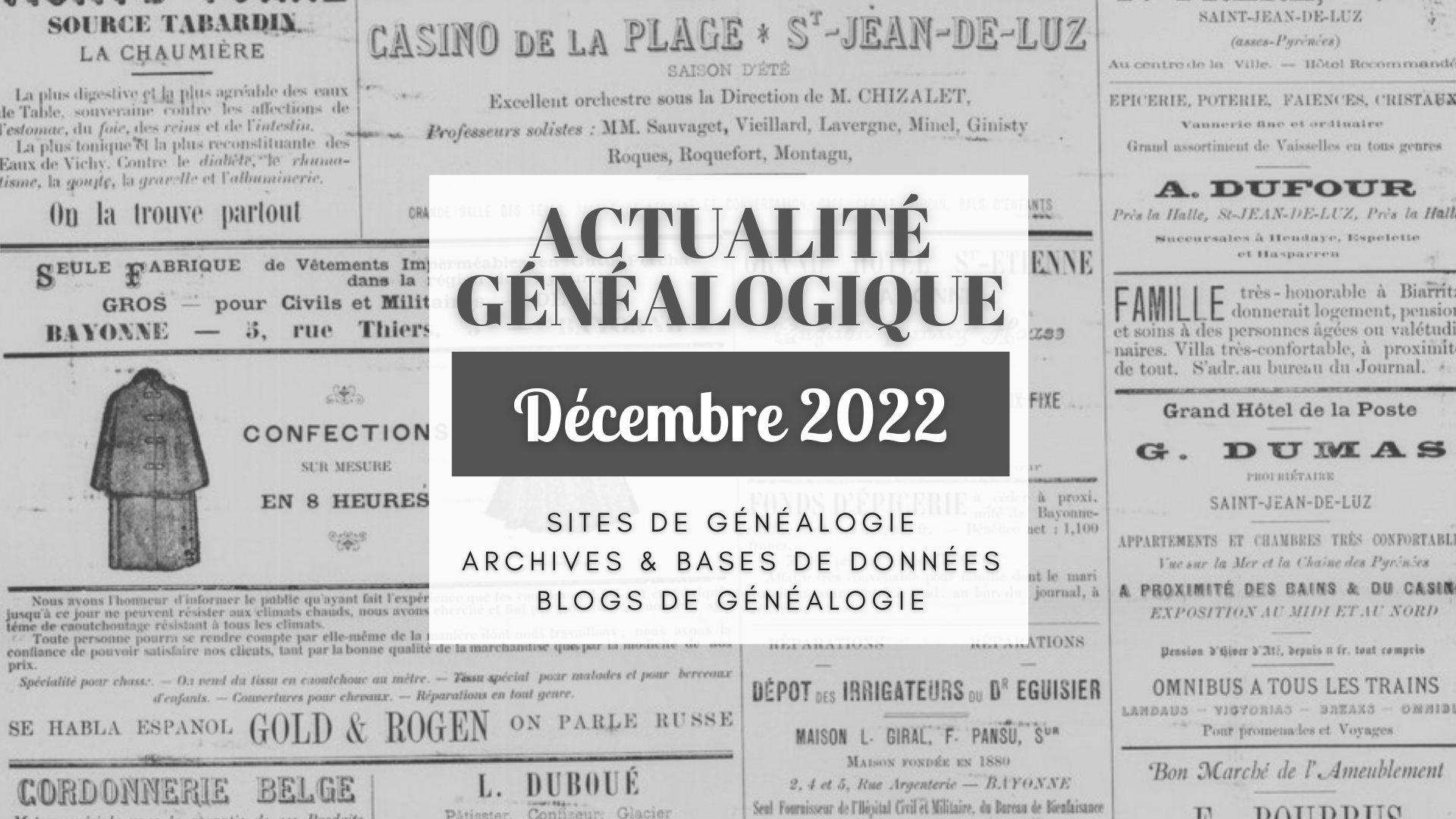 Actualité Généalogique Décembre 2022