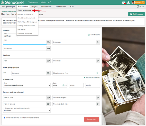 Geneanet - Moteur de recherche
