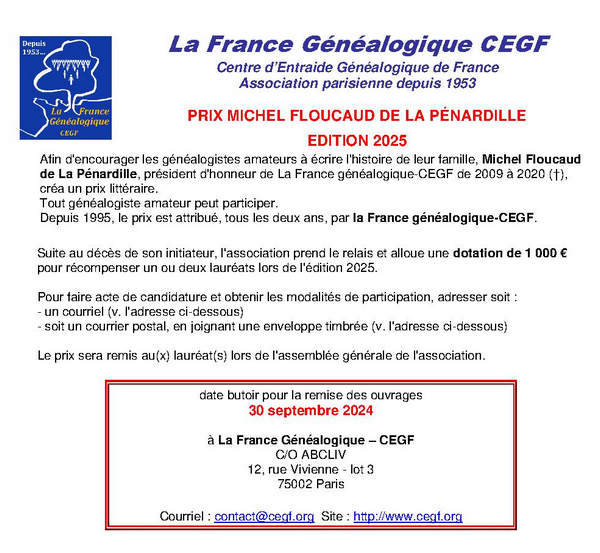 PRIX 2025 FLOUCAUD DE LA PENARDILLE