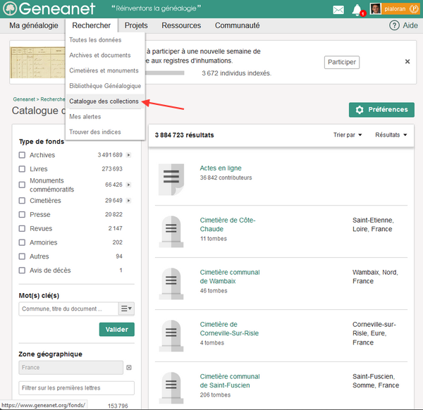 Geneanet - Catalogue des collections